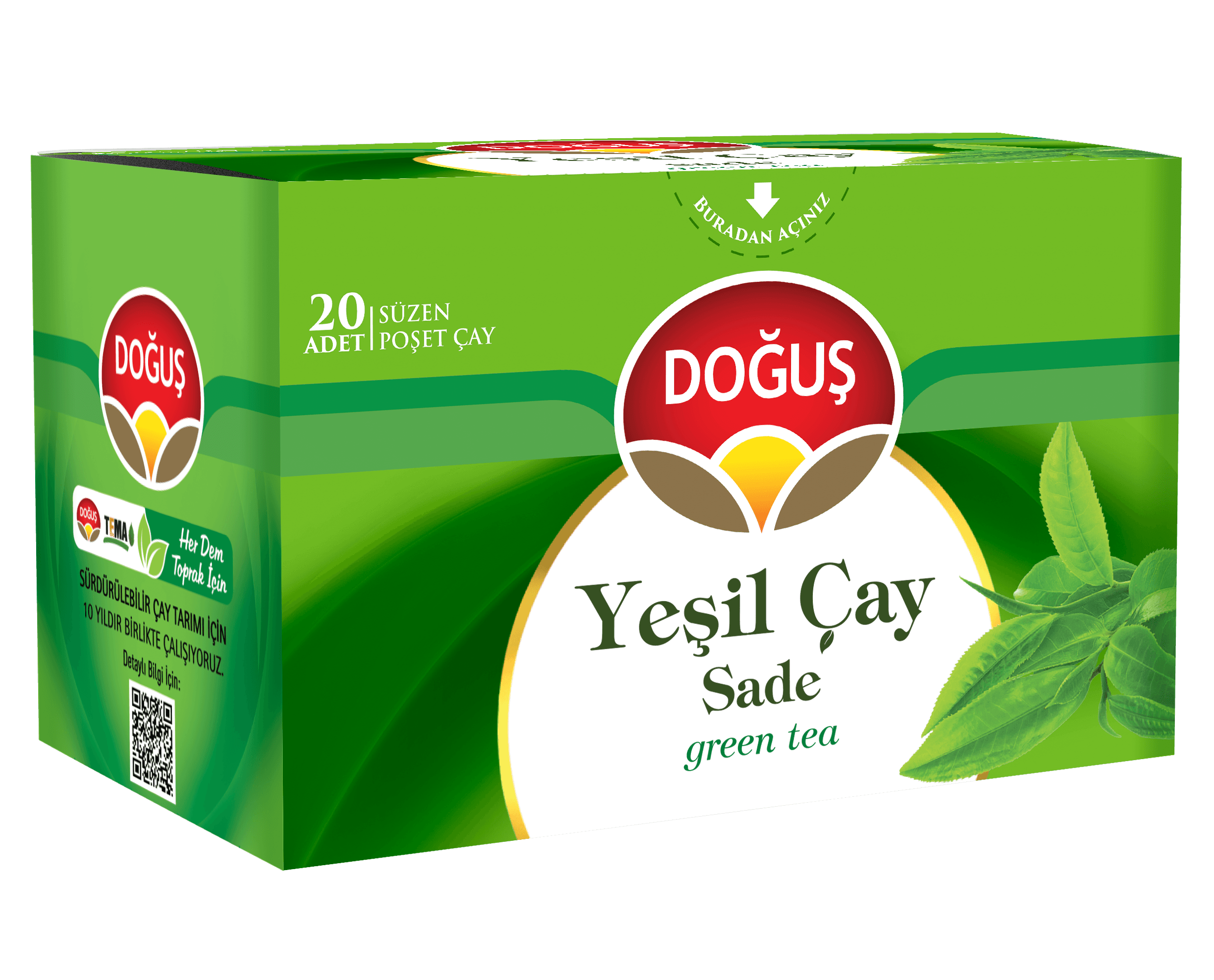Doğuş Çay Sade Yeşil Bardak Poşet Çay 20'li